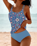 Isabel vintage floral print tankini set, view 2