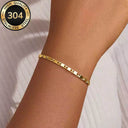 Mirror Link Chain Bracelet, 304 Stainless Steel, Gold or Silver for Women