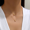 Double Layer Drop Necklace for Women, Dainty Layered Necklace, Gold or Silver