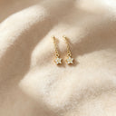 Teardrop Flower Earrings for Women, Small Drop Earrings, 18K Gold Plated