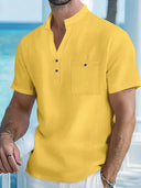 Coolangatta Men's High Collar V-Cut Short Sleeve Shirt, view 6