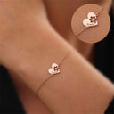 Paw Print Heart Bracelet with Engraved Name, Gold, Silver or Rose Gold, Pet Lover Gift