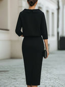 Marley two-piece skirt set with boat neck top and straight skirt, view 7