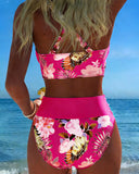 Elsbeth floral contrast print bikini set, view 15