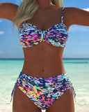 Avery abstract print bikini set with thin straps