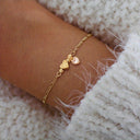 Initial Bracelet with Heart Charm, Red, Pink or White Heart, 18K Gold Plated Stainless Steel