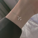 Airplane Charm Bracelet, Adjustable Silver Bracelet with Cubic Zirconia