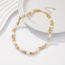 Baroque Pearl Necklace for Women, Faux Pearl Strand with Gold Clasp