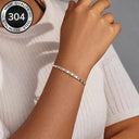 Mirror Link Chain Bracelet, 304 Stainless Steel, Gold or Silver for Women