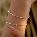 Bead Chain Bracelet Set of 2, Gold or Silver Stacking Bracelets
