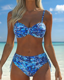 Avery abstract print bikini set with thin straps, view 10