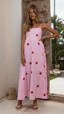 Marcel Maxi Dress - Pink/Red Polka