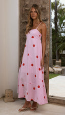 Marcel Maxi Dress - Pink/Red Polka
