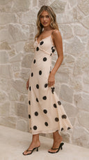 Jianna Maxi Dress - Cream/Black Polka Dot