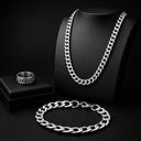 Keegan Men's Cuban Chain Necklace, Bracelet and Ring Set, view 3