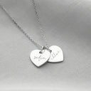 Double Heart Name Necklace, Two Engraved Heart Tags for Couples, Stainless Steel, Gold or Silver