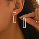 Front Back Earrings for Women, Rectangle Bar Earrings, Gold, Silver or Black