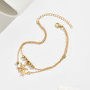 Gold Star Anklet with Starfish Charm, Double Layer Beach Anklet 22 cm for Women | Marliva