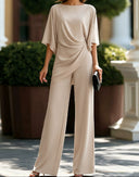 Leni two-piece set with draped waist top and wide-leg pants, view 8
