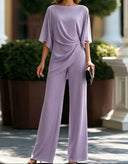 Leni two-piece set with draped waist top and wide-leg pants, view 7