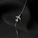 Airplane Charm Bracelet, Adjustable Silver Bracelet with Cubic Zirconia