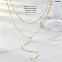 Layered Long Necklace for Women, 304 Stainless Steel, Gold or Silver