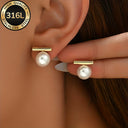 Gold Stud Earrings for Women, 316 Stainless Steel, Hypoallergenic, Gold or Silver