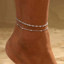 Marin Layered Anklet Set in silver