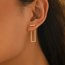 Front Back Earrings for Women, Rectangle Bar Earrings, Gold, Silver or Black