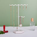 Jewellery Stand with Marble Base, Wave Top Necklace and Bracelet Holder, White, Gold or Black