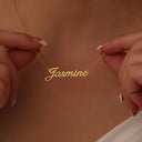 Cursive Name Necklace, Custom Nameplate Pendant, 18K Gold Plated Stainless Steel, Gold or Silver