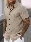 Coolum Men's Short Sleeve Linen Blend Shirt, view 22