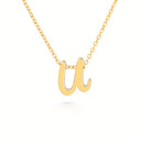 Old English Initial Necklace, Gothic Letter Pendant, 18K Gold Plated Stainless Steel