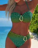 Adelina halter neck bikini set in gradient leopard print, view 4