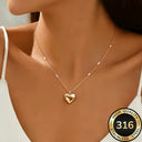 Heart Necklace for Women, 316 Stainless Steel, Hypoallergenic, Gold or Silver