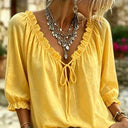 Amalia Ruffle Tie-Neck Blouse Effortless Summer Elegance