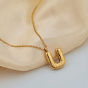 Initial Necklace A to Z, Bubble Letter Necklace, 18K Gold Plated Stainless Steel