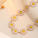 Daisy Bracelet for Women, 14K Gold Plated Enamel Flower Bracelet