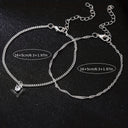 Heart Bracelet Set of 2, Cubic Zirconia Heart Pendant, Silver or Gold