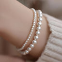 Pearl Bracelet Set of 2, Faux Pearl Stretch Bracelets for Women