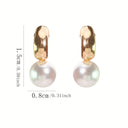 Pearl Hoop Earrings for Women, Small Faux Pearl Hoops, 18K Gold Plated