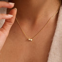Heart Initial Necklace, Custom Letters on Tiny Hearts, Stainless Steel, 1 to 5 Letters, Gold or Silver