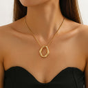 Hollow Pendant Necklace for Women, Geometric Organic Pendant, Gold or Silver