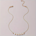 Gold Bead Chain Necklace for Women, Minimalist Geometric Necklace