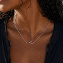 Wave Pendant Necklace, 304 Stainless Steel, Waterproof, 18K Gold Plated or Silver
