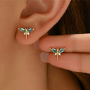 Dragonfly Earrings for Women, Cubic Zirconia, Gold, 316 Steel Posts