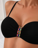 Alina backless bikini set in black or blue, view 4