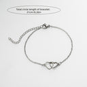 Double Heart Bracelet, 304 Stainless Steel Chain, 18K Gold Plated or Silver