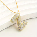 Sparkling Bubble Initial Necklace, Cubic Zirconia Letter Pendant, 18K Gold Plated