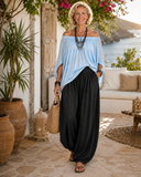 Lexi off-shoulder two-piece set with split sleeves and palazzo pants, view 8